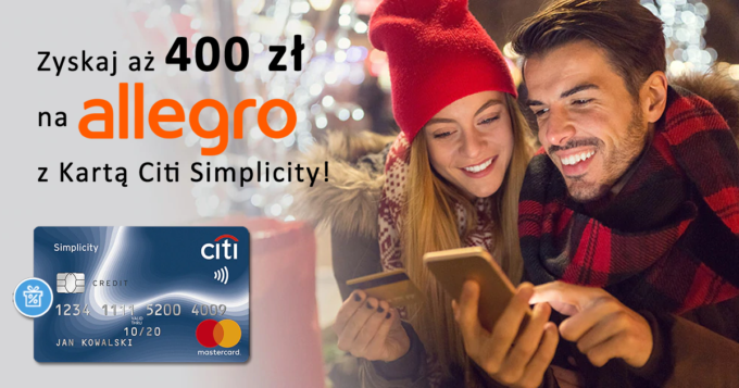 Załóż bezpłatną kartę Citi Simplicity i odbierz 400 zł na zakupy w Allegro.pl
